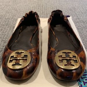 Tory Burch Patent Leather Reva Ballet Flats Tortoise (Size 7.5)